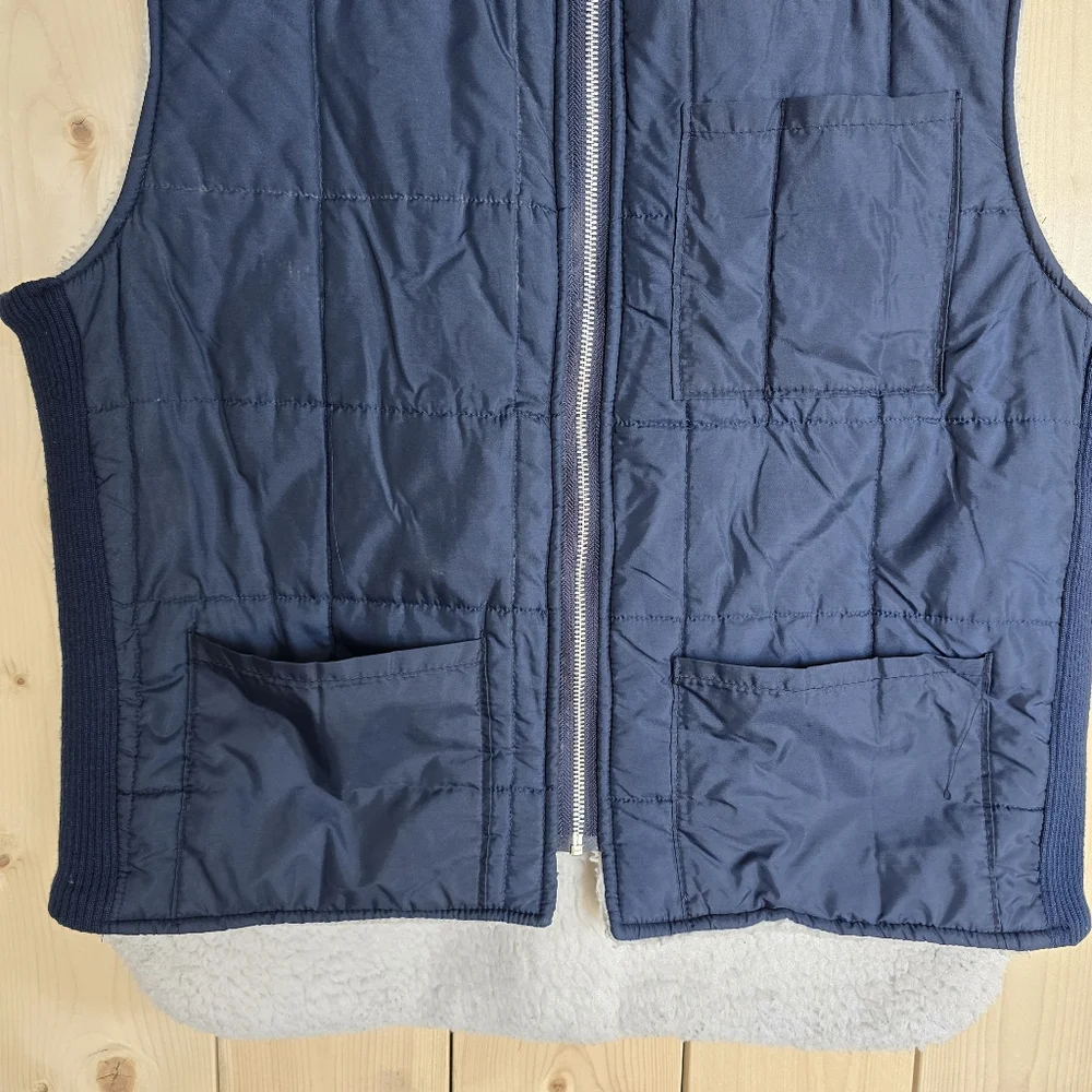Vintage 80s Marks Workwear House Sherpa Lined Puffer Vest Mens Medium - Picture 3 of 10